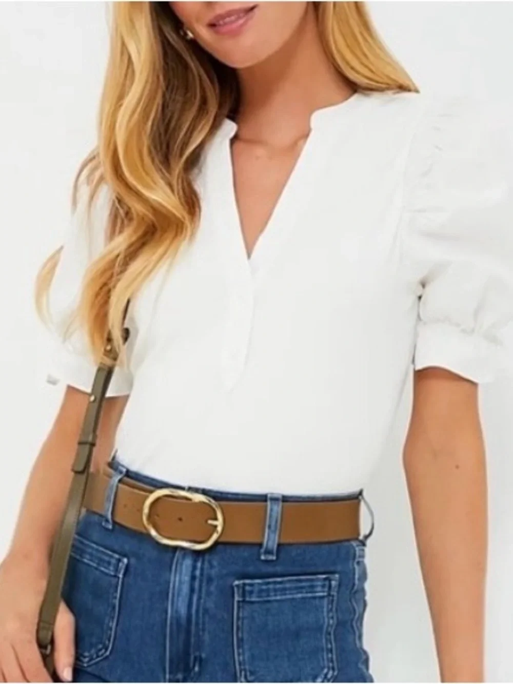 White Livia Puff Sleeve Top